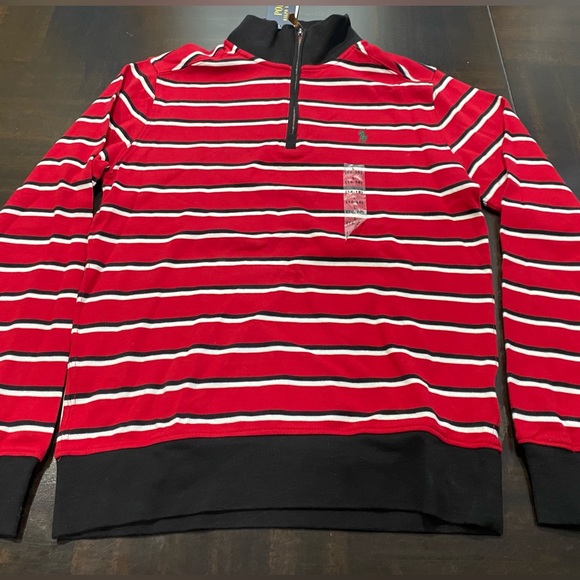 Size L (14-16)Polo Ralph Lauren Striped Boys Half Zipper Long Sleeve Shirt - Picture 2 of 6